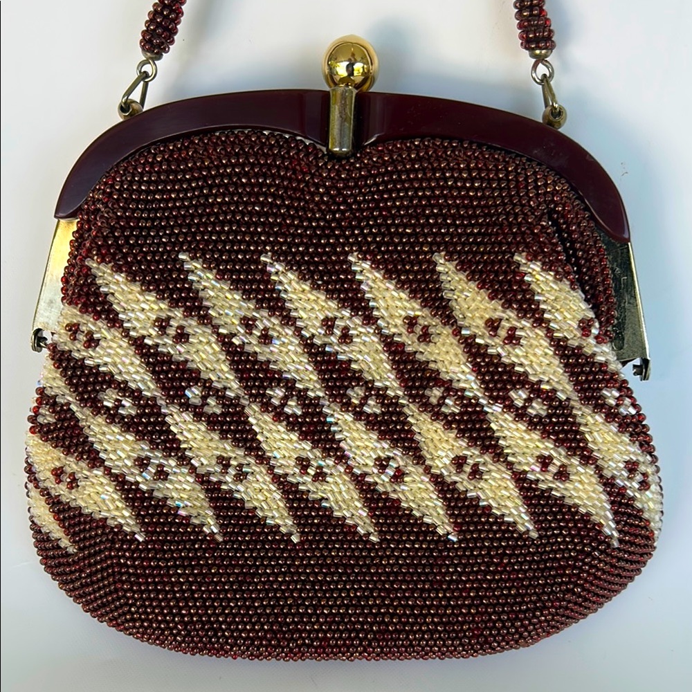 Vintage 60s-70s Glass Beaded Evening Purse NWOT